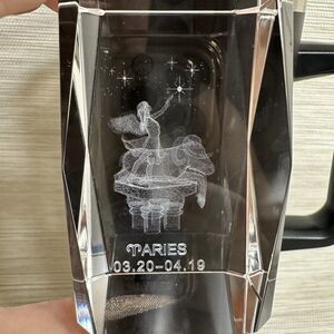 Crystal 3D Zodiac Sign Aries 3.20-4.19 Heavy Clear Laser Etched Glass With A Box